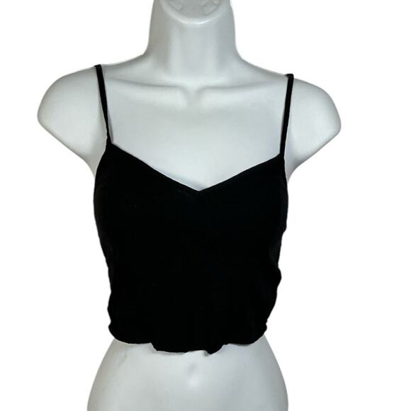 Hollister Size Small Black Crop Tank Top Adjustable Strap Smock Back Layering - Picture 2 of 10